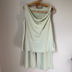 Eileen Fisher Sleepwear by Garnet Hill Light Green Pajama Set Women's Small